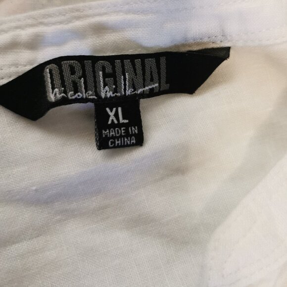 Original Nicole Miller White Linen Button Down 3/4 Sleeve Shirt Size XL 0045 - Picture 4 of 6